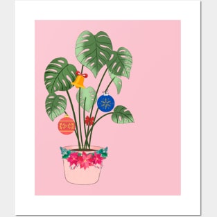 Christmas Monstera Posters and Art